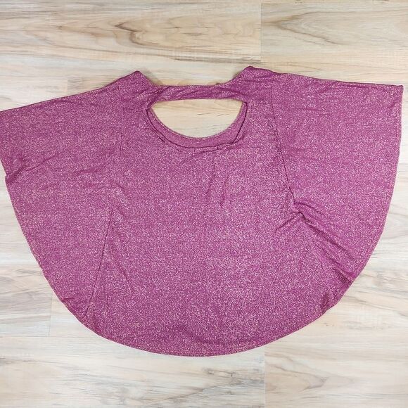 🔺️Soprano Wine & Metallic Gold Batwing Blouse Medium - Picture 6 of 12